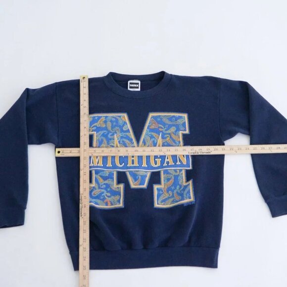 Vintage Tultex Michigan Wolverines Navy made in  U.S.A. Crewneck Sweater L - Picture 4 of 11